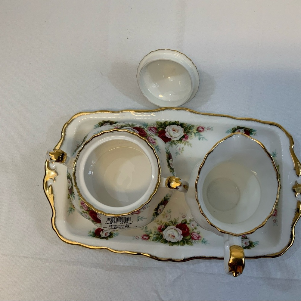 Royal Albert, Bone china, Celebration 1969 set sugar and tray cream, vintage - Picture 5 of 10